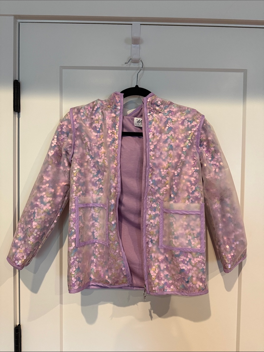 Lola + The Boys Lavender Sequin Raincoat